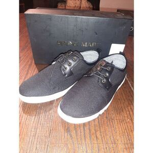 GUC Men's Size 10 Bruno Marc Black Canvas Dress Shoes Tie Shoes